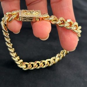 gold plated cuban link bracelet